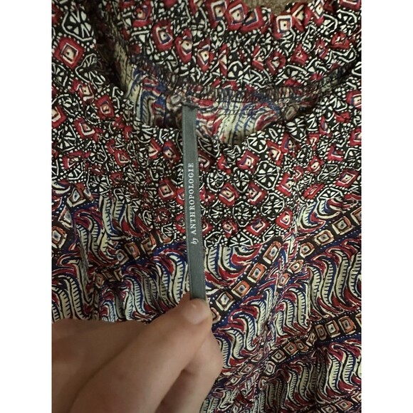 Anthropologie Colorfull Ruffle Elastic Tank Top Size XL Black Red Casual Relaxed - Picture 3 of 5